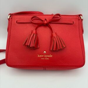 kate spade Red Leather Crossbody with Tassel Bow